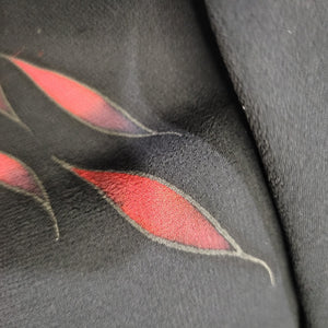 Vintage Silk Slip Dress Red Black Print Midi Bias Cut Cowl Neck Gradient Ombre Tank Y2K Size XL