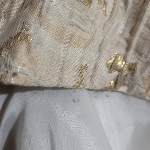 Aidan Mattox Floral Jacquard Maxi Dress Ivory Gold Metallic Deep V Neck Formal Evening Size 0