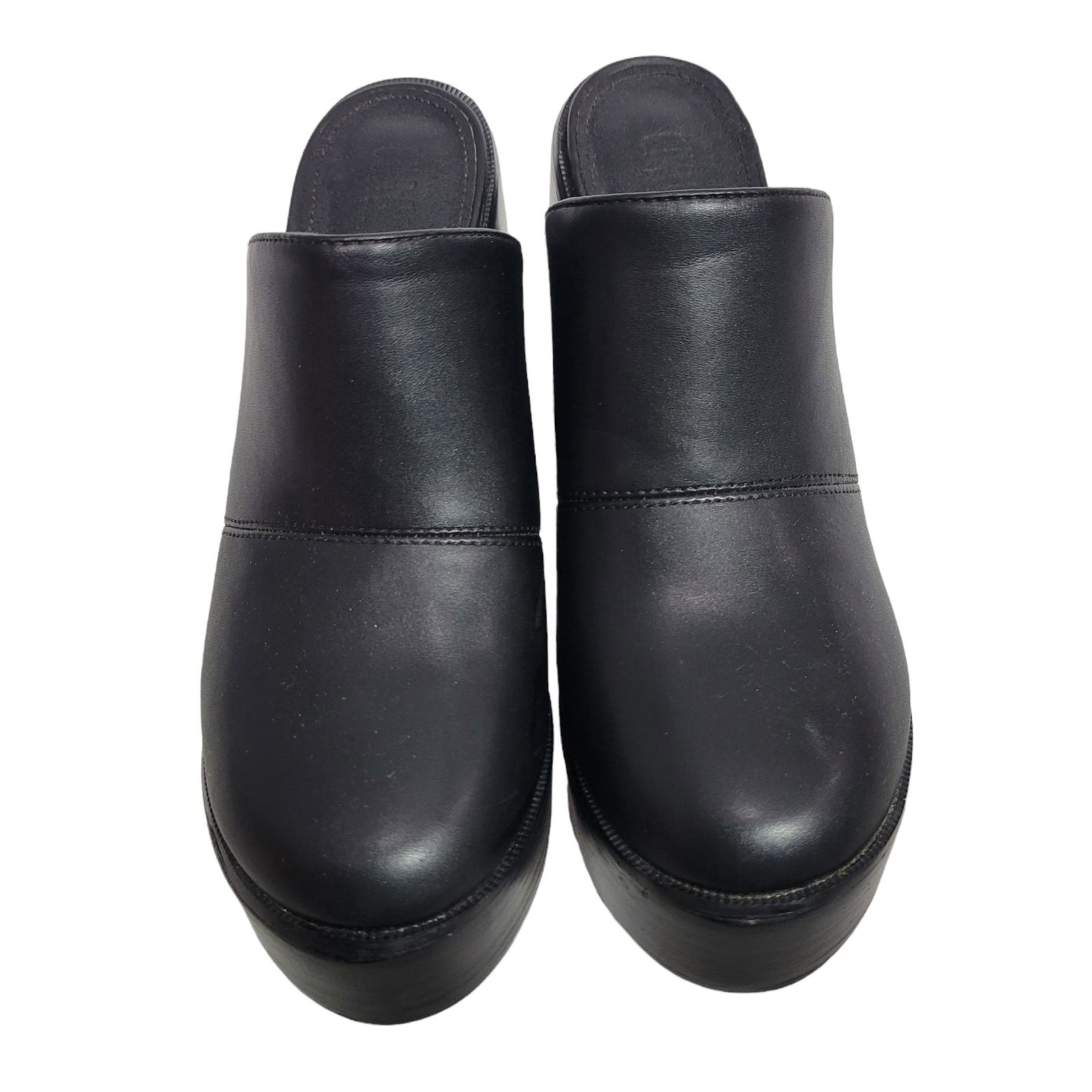 Current Mood K Thx Bye Clogs Black Chunky Platform Retro Faux Leather Heels Mule Size 7