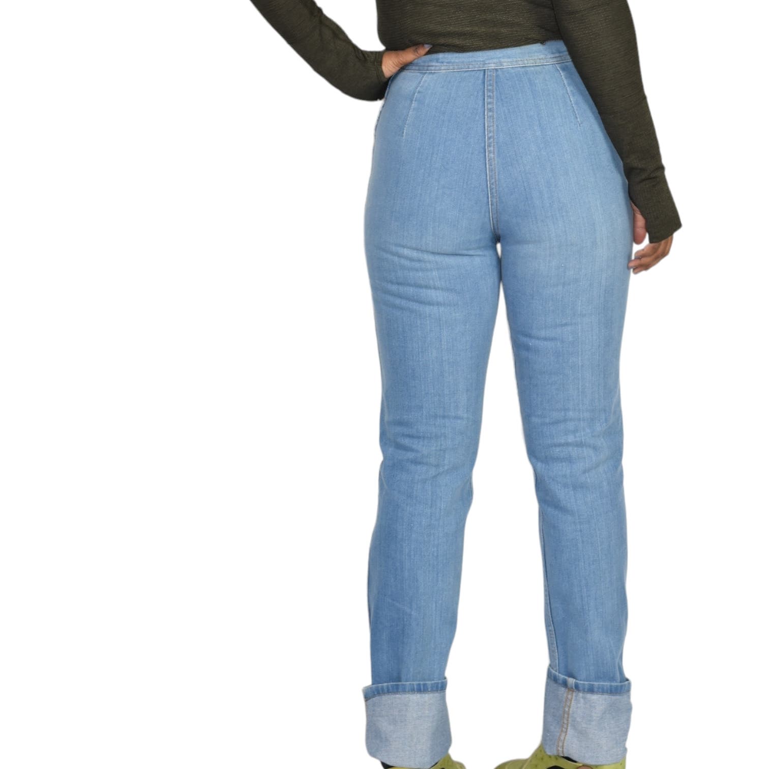 Vintage Renard Jeans Blue High Waist Straight Leg Bareback 80s French Cut Tight Size 25