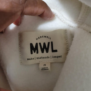 Madewell MWL Betterfleece Hoodie Tan Colorblock Zip Sweatshirt Fleece Size Medium