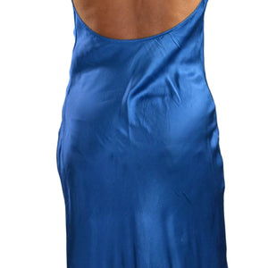 Young Fabulous Broke Rebel Slip Dress Blue Halter Midi Rayon Cowl Silky Satin YFB Small