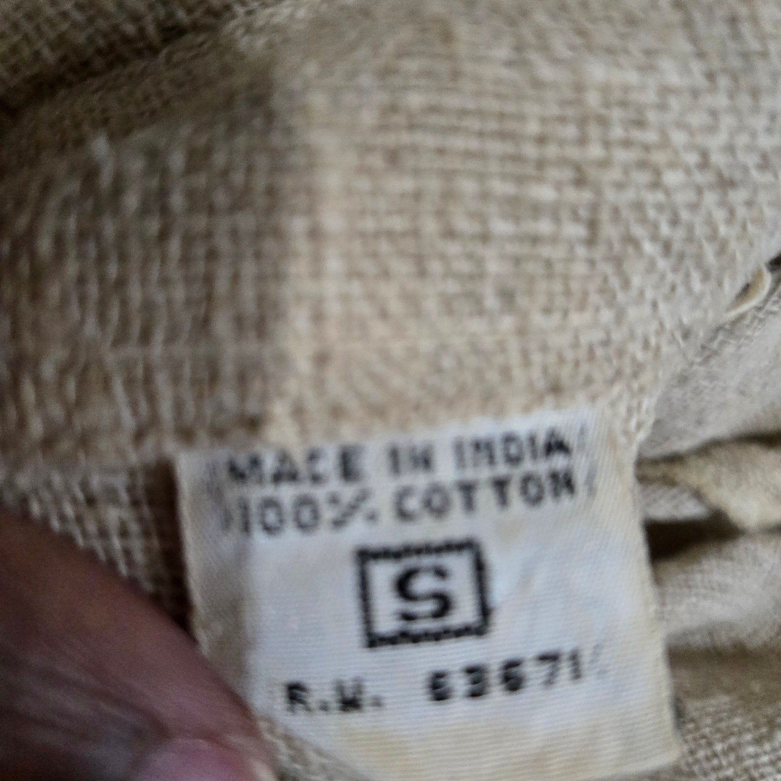 Vintage Cotton Button Down Shirt Tan Oatmeal Woven Gauze India Casual Small Mens
