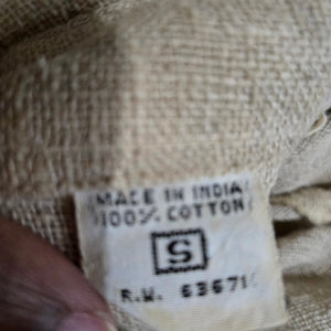 Vintage Cotton Button Down Shirt Tan Oatmeal Woven Gauze India Casual Small Mens
