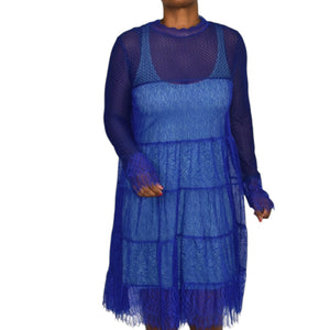 all saints blue lace dress ALLSAINTS Slip Fairy Dress Y2K Vintage Sheer Blue Cotton Lace Grunge UK 8 US XS