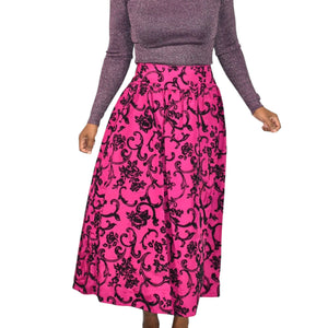 Vintage Scott McClintock Damask Skirt Purple Magenta Taffeta Crinoline Black Maxi Dressy 4