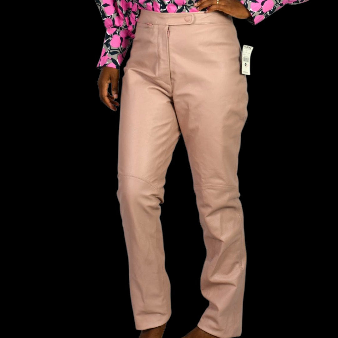 Vintage Wilsons Maxima Leather Pants Pink Blush Straight High Waist Deadstock 28 6