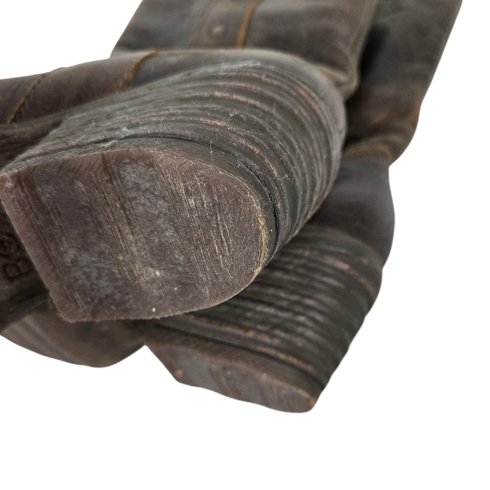 Born Leather Motorcycle Boots Brown Distressed Studs Mid Calf Winter Pull On 8.5