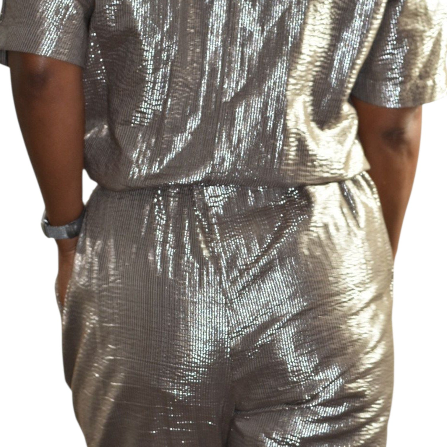 Xirena Theo Metallic Jumpsuit Bronze Brown Metallic Shimmer Cotton Lurex Belted Small