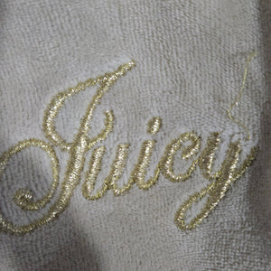Juicy Couture Velour Hoodie Beige Zip Front Y2K Jacket Leopard Diamond Airbrush Logo Small