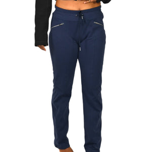 Athleta Metro Slouch Pants Blue Navy Straight Leg Stretch Joggers Pull On Drawstring Size Medium