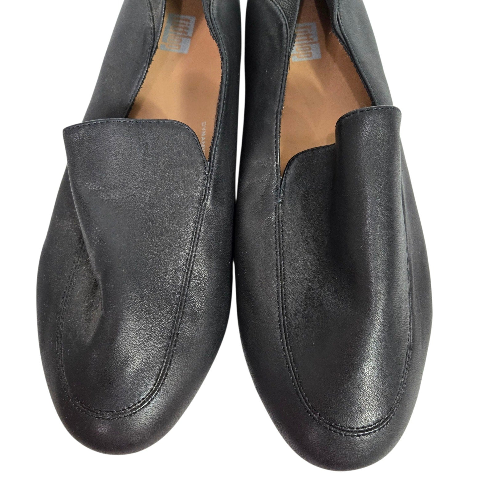 FitFlop Allegro Crush Back Loafer Flats Black Leather Moccasins Dynamicush Comfort 9