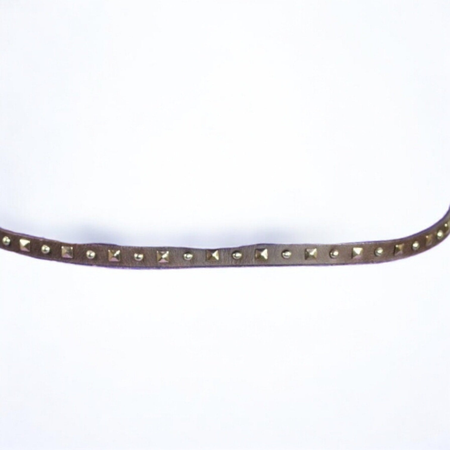 J Crew Studded Skinny Belt Dark Brown Leather Gold Studs Adjustable Classic Medium