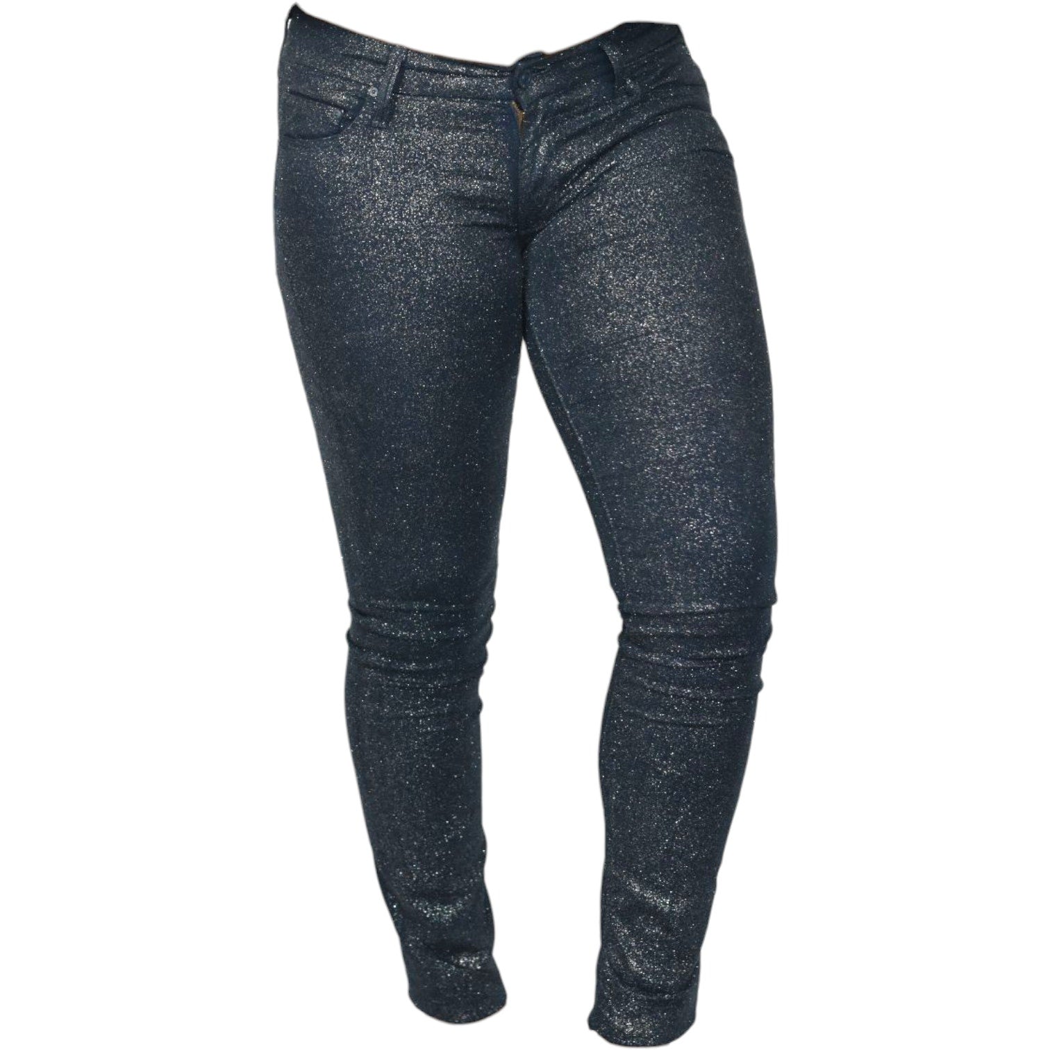 Mother The Looker Jeans Blue Denim Shimmer Glimmer Skinny Low Rise Stretch Sparkle 26