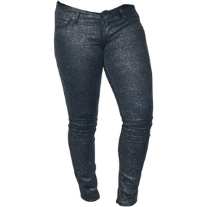 Mother The Looker Jeans Blue Denim Shimmer Glimmer Skinny Low Rise Stretch Sparkle 26
