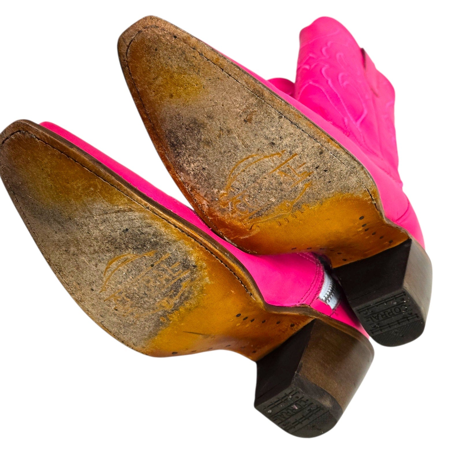 Corral Western Boots Pink Fuchsia Snip Toe Cowboy Cowgirl Tall Leather Neon Embroidery 8