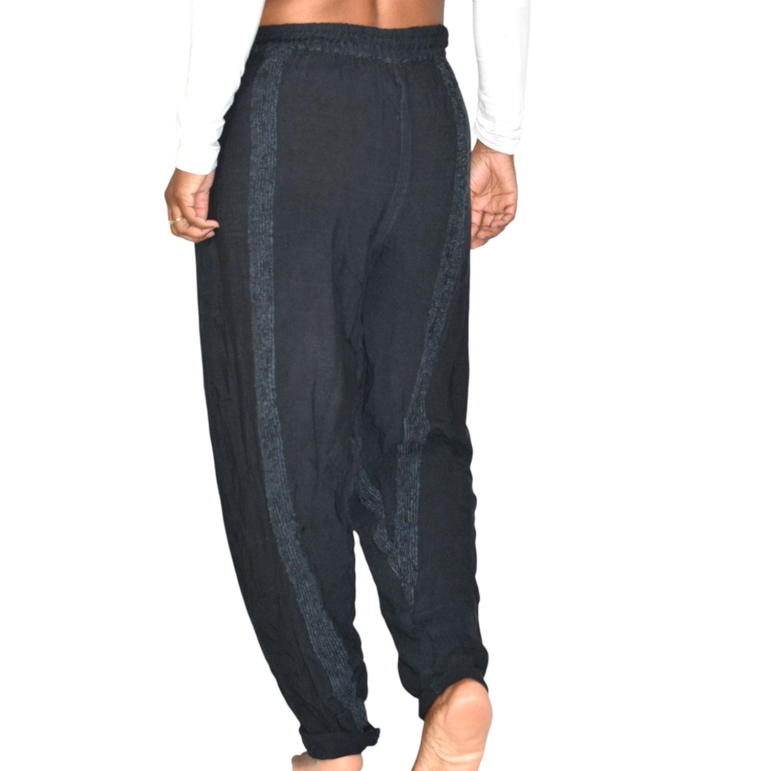 Vintage Impulse Genie Pants Black Gauze Balloon Harem Bohemian Cotton Easy One Size