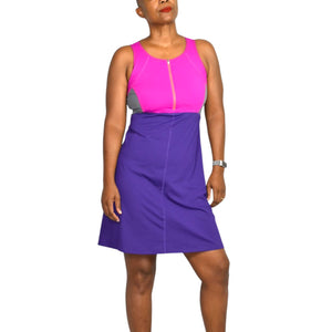 Title Nine Athletic Dress Purple Colorblock Active Sporty Casual A Line Fit Flare Small