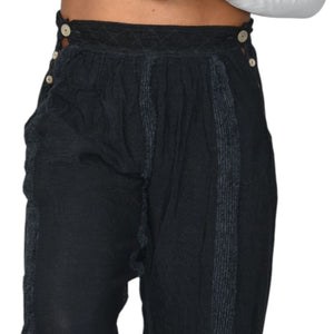 Vintage Impulse Genie Pants Black Gauze Balloon Harem Bohemian Cotton Easy One Size