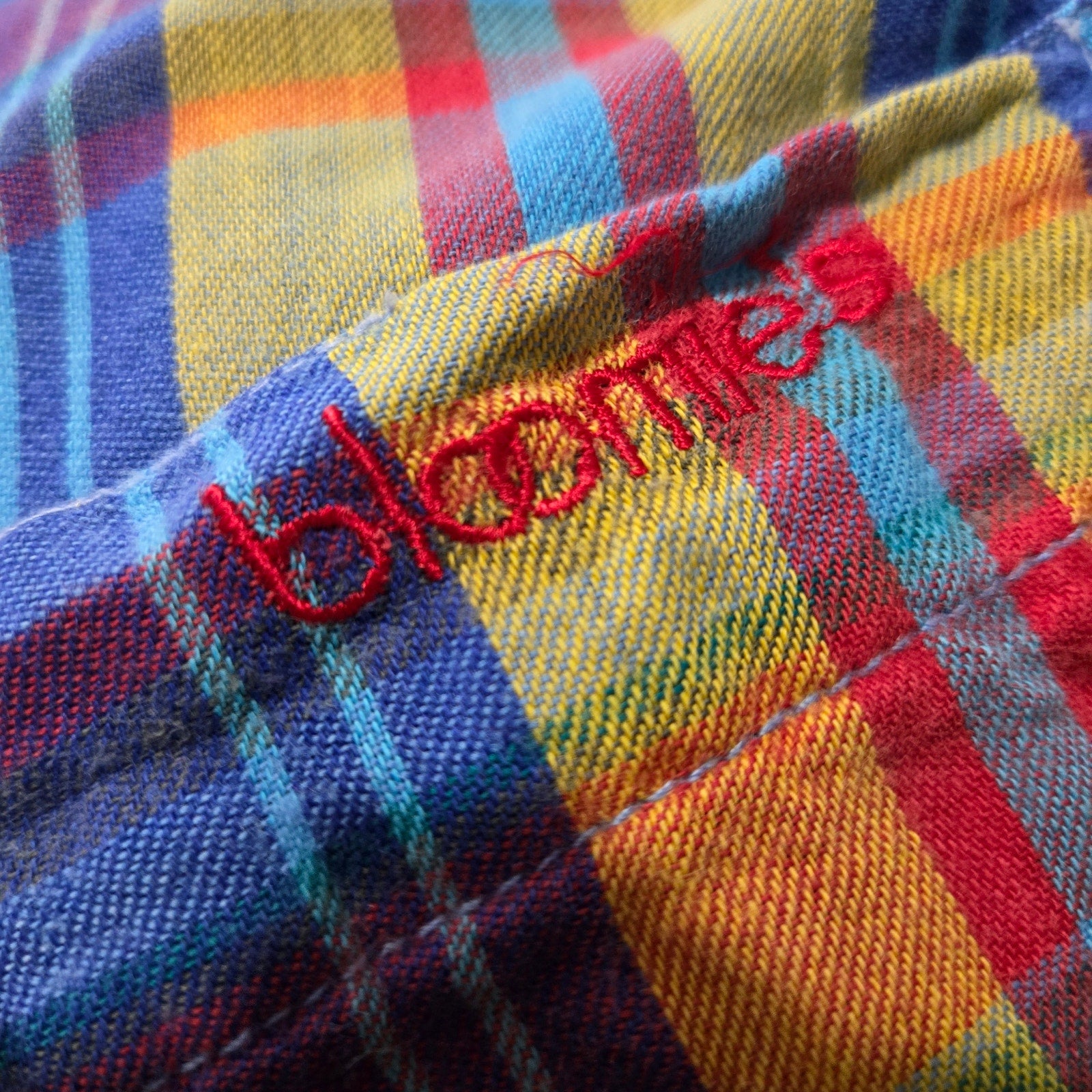Bloomingdales Lingerie Vintage Nightshirt Blue Plaid Check Bloomies Shirtdress Button Front Dress Pockets Cotton Oversized One Size