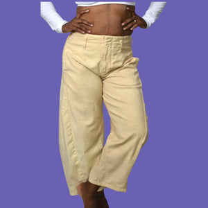 Pilcro Cropped Vintage Barrel Pants Khaki Neutral Balloon Leg High Waist Anthropologie 26