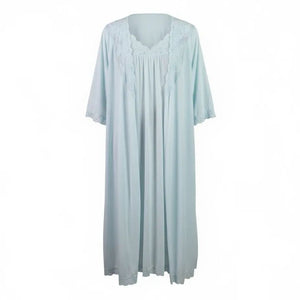 Vintage Shadowline Peignoir Set Blue Baby Powder Chiffon Sheer Nylon Negligee Gown Robe XL