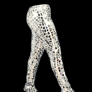 Nova Luxe Kenzie Mirror Pants Silver Metallic Disco Shiny Embellished Metallic Slim Size XS