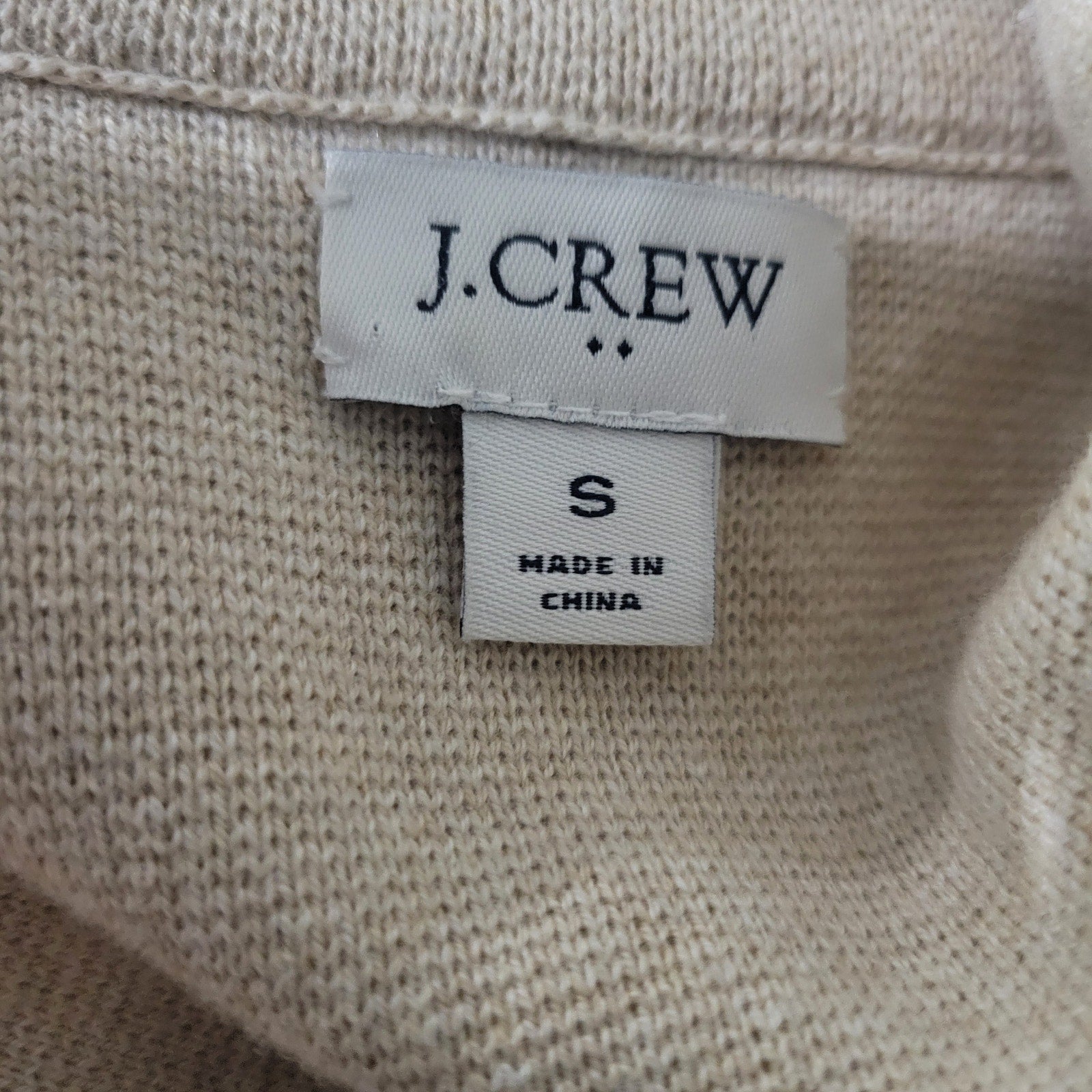 J Crew Factory Sweater Blazer Beige Oatmeal Cardigan Knit Collared Cotton Pockets G9309 Small