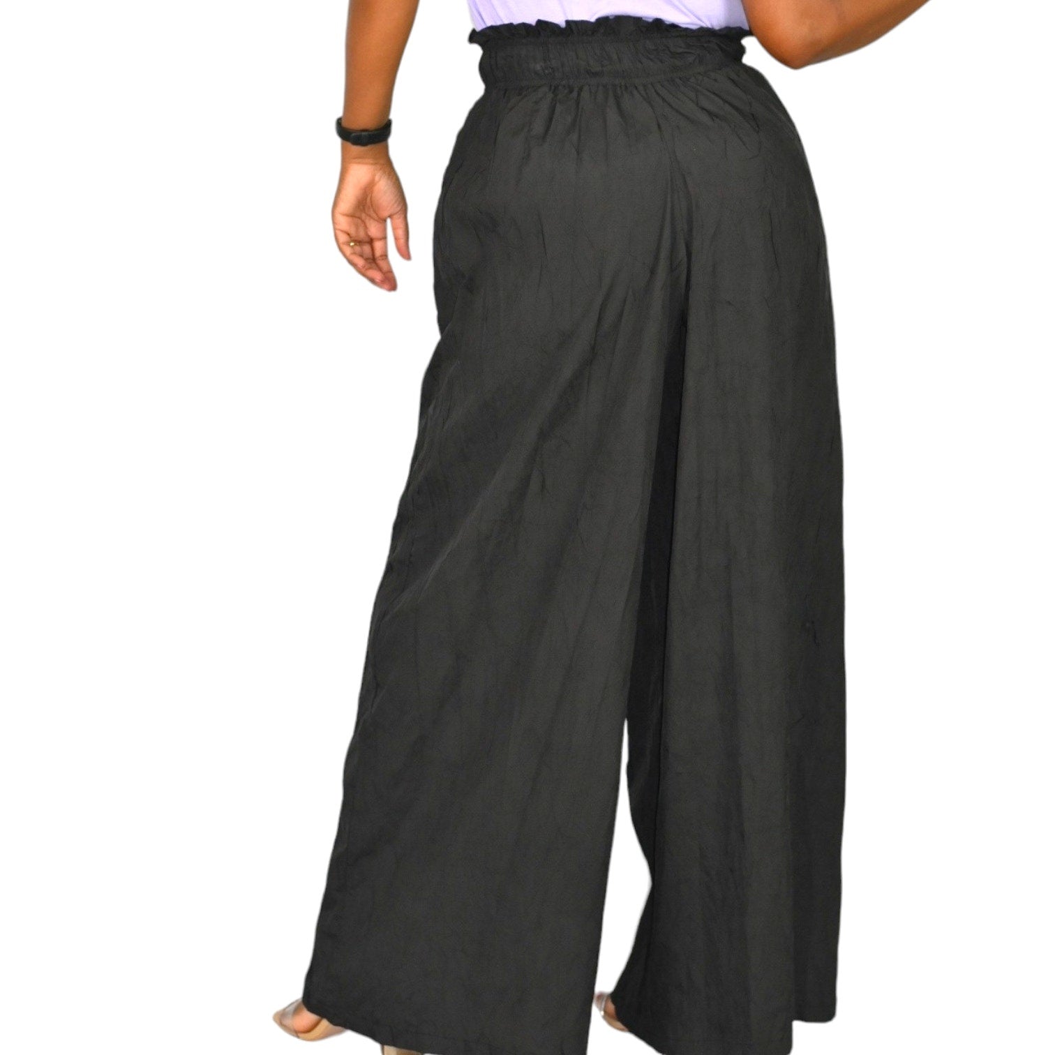 Basin Range Pants Black Parachute Wide Leg Pull On Palazzo High Waist Drawstring Size XS