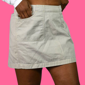 Vintage Guess Cargo Skirt Tan Beige Khaki Mini 90s Low Rise Straight Logo Cotton Utility 10