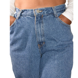 Vintage Gitano Zipper Jeans High Waist Mom Baggy Relaxed Tapered 90s Medium Wash Cotton Denim Rigid 27