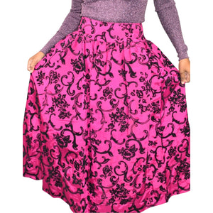 Vintage Scott McClintock Damask Skirt Purple Magenta Taffeta Crinoline Black Maxi Dressy 4