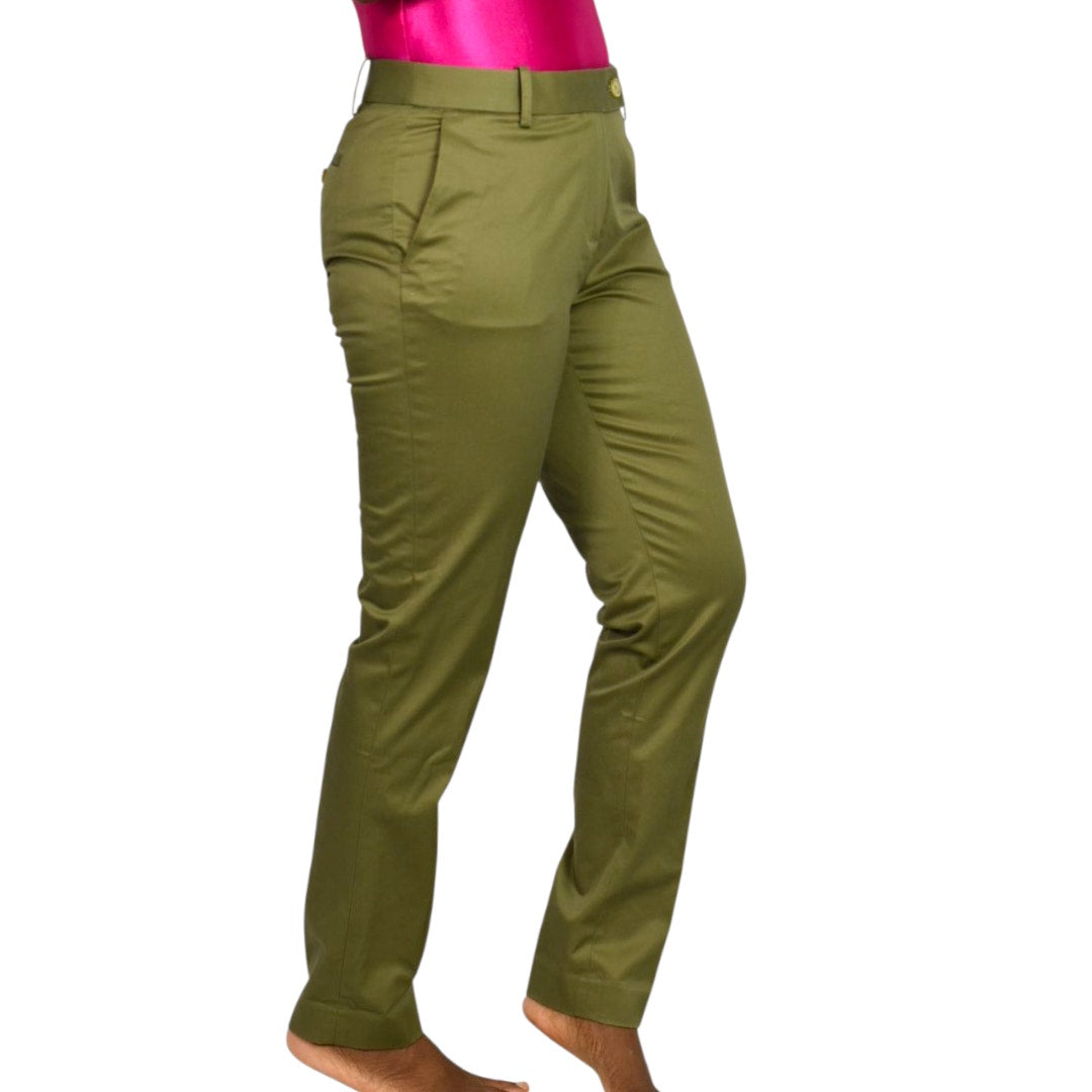 Brooks Brothers Advantage Chino Pants Green Olive Cotton Wrinkle Free Trousers Work Stretch Tapered Mid Rise 4