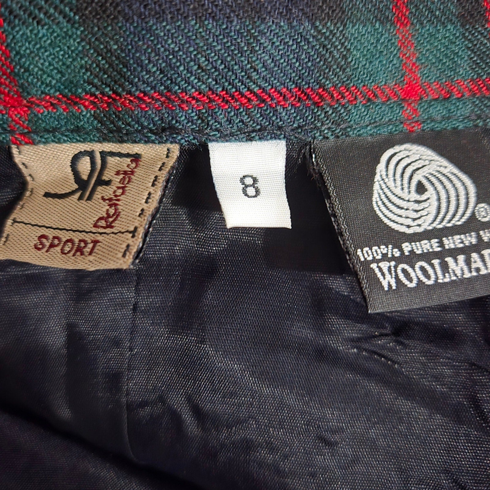 Vintage Rafaella Sport Tartan Maxi Skirt Red Plaid Check Fringe Slit Wool Long Straight Column 8