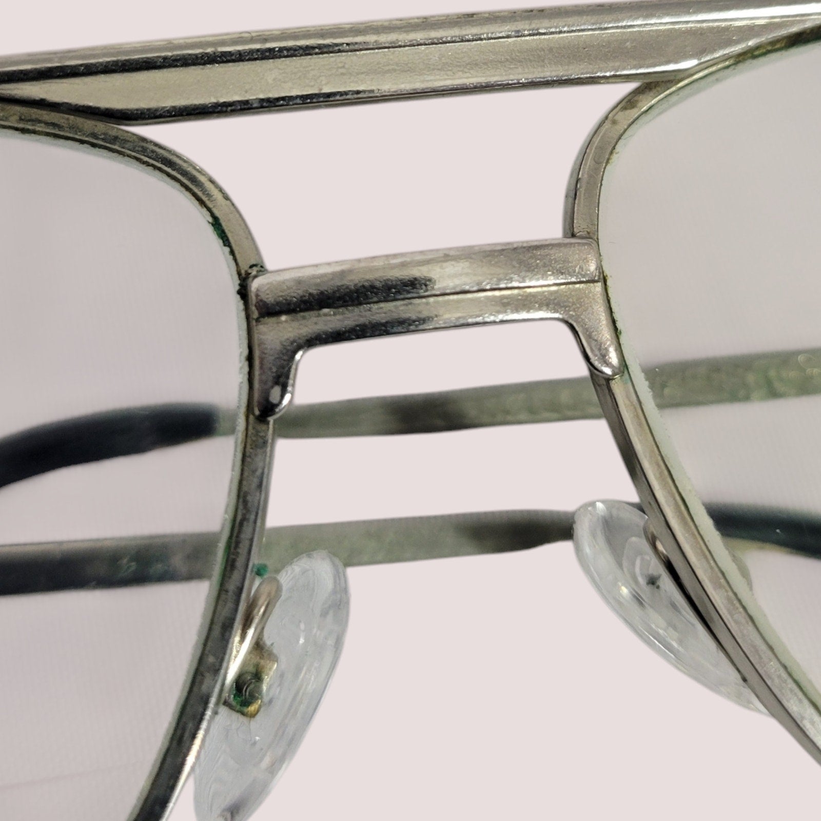 Vintage Frames Silver Platinum Metal Square Aviator Tear Drop Nerd Retro 70s 80s