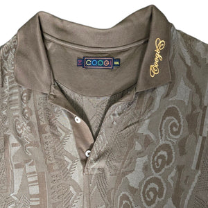 Vintage Coogi Knit Polo Shirt Brown Neutral Textured Logo Spellout Y2K Henley Cotton Textured XXXL
