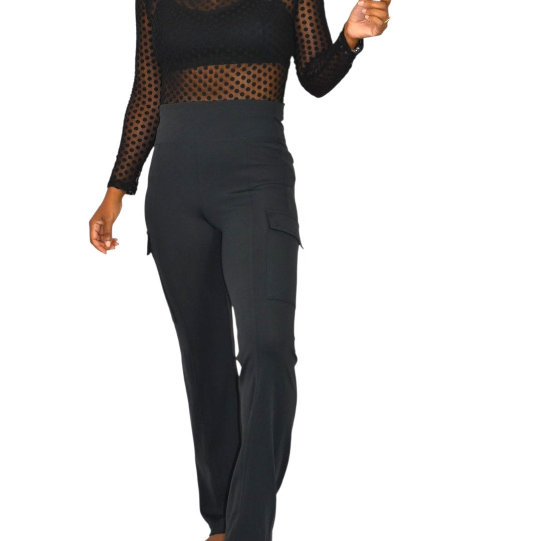Athleta Delancey Straight Cargo Pants Black Straight Leg Stretch Pull On High Waist XS