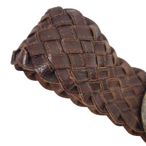 Banana Republic Wide Braided Leather Belt Brown Vintage Classic Woven Waist Size XS