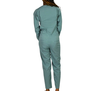 Lululemon Ventlight Zippered Jumpsuit Green Tidewater Teal Stretch Ankle Long Sleeve 0