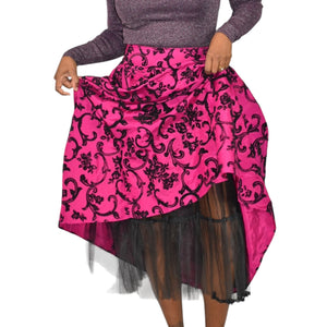 Vintage Scott McClintock Damask Skirt Purple Magenta Taffeta Crinoline Black Maxi Dressy 4