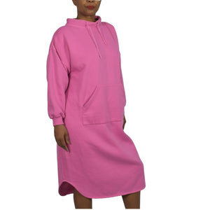 Vintage Partners Mervyns Sweatshirt Dress Pink Loungewear Kangaroo Pouch Pocket Pullover Poly Cotton Jersey Small