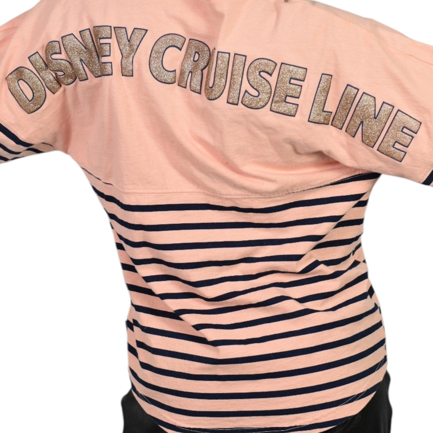 Walt Disney Cruise Line Spirit Jersey Pink Stripe Pullover Top Blue Mickey Mouse XS