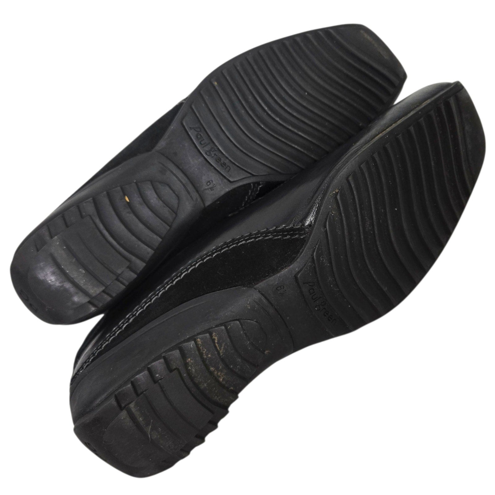 Paul Green Lucy Square Toe Loafers Black Leather Suede Shoes Slip On Low Wedge Comfort 9