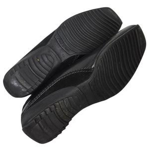 Paul Green Lucy Square Toe Loafers Black Leather Suede Shoes Slip On Low Wedge Comfort 9