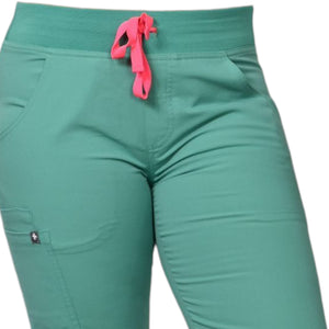 FIGS Kade Cargo Scrubs Pants Aqua Blue Straight Slim Fit Pockets Ankle Slits XS