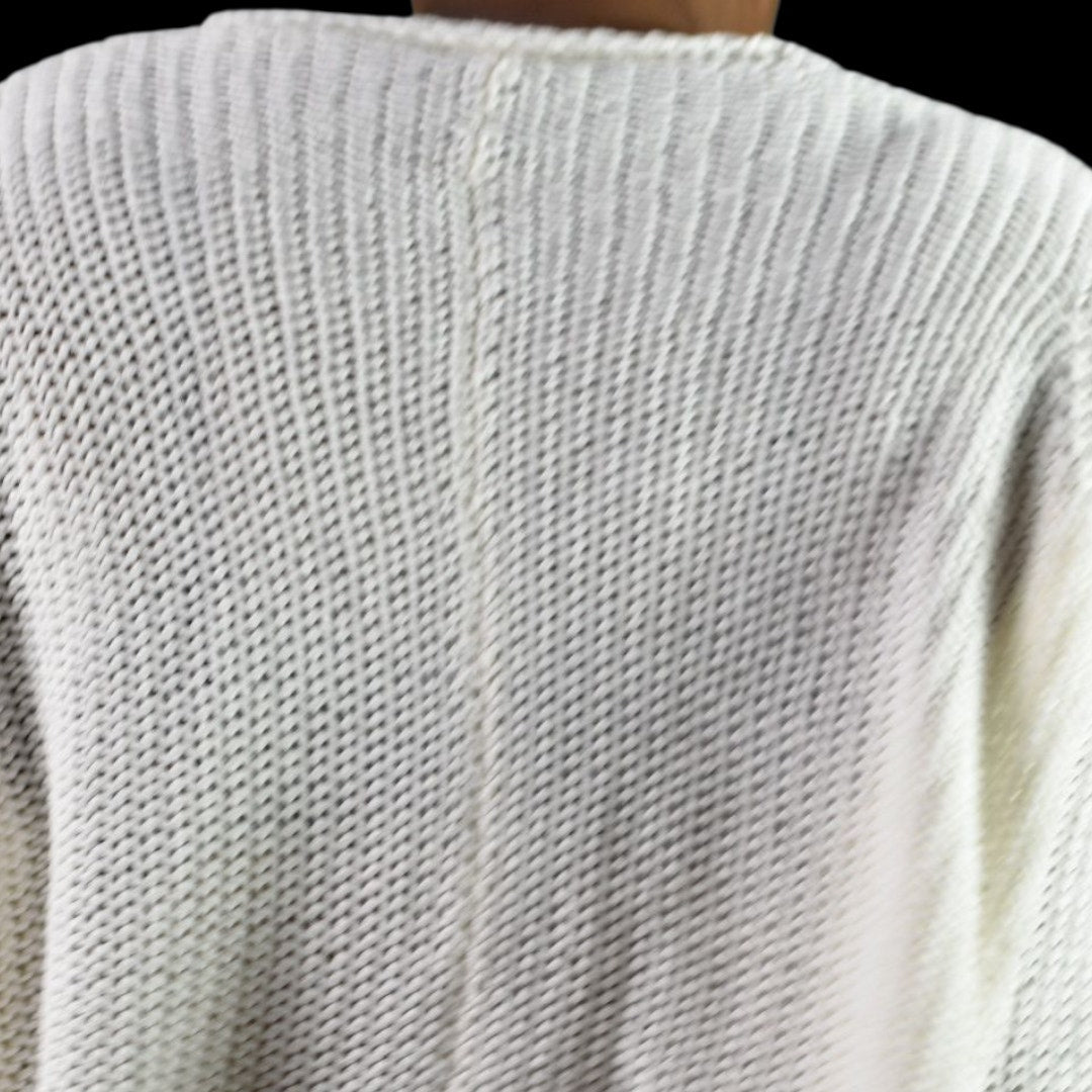 Wooden Ships Maui V Neck White Ivory Pullover Sweater Slouchy Cropped Boxy Side Slits Small Medium