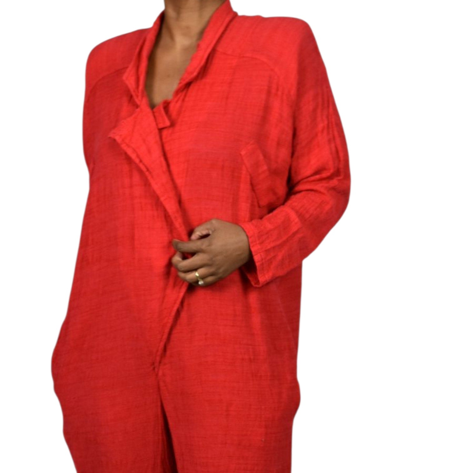 Vintage Arthur Max Blazer Jumpsuit Red One Piece Cotton Gauze Baggy Relaxed 90s Large