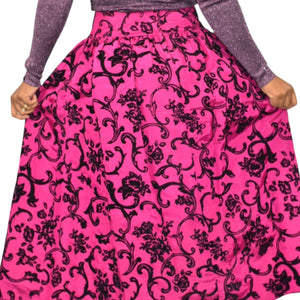 Vintage Scott McClintock Damask Skirt Purple Magenta Taffeta Crinoline Black Maxi Dressy 4