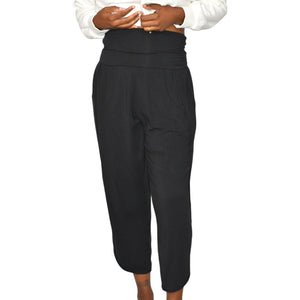 Athleta Flow With It Pant Pants Black Harem Tulip Hem Cropped Wide Leg Stretch Jersey Modal XS