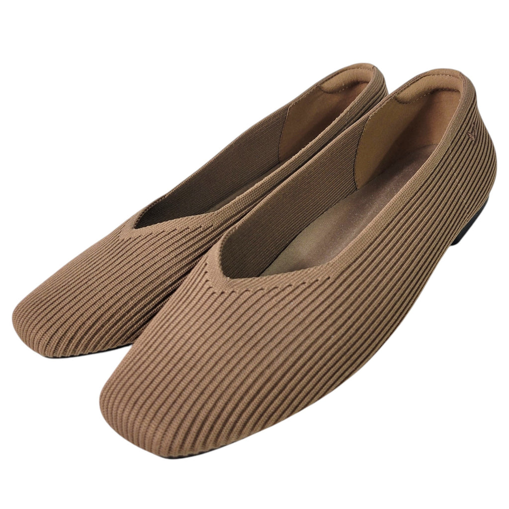 Vivaia Margot Flats Brown Expresso Square Toe V Cut Ballet Knit Slip On Shoes Size 10